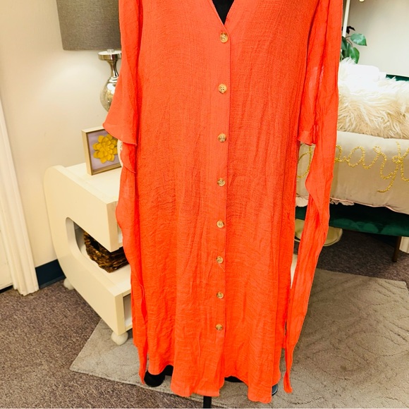 Mlle Gabrielle Lined Rustic Tangerine / Orange Hi-low Hem Maxi Dress Size XL - Picture 2 of 9